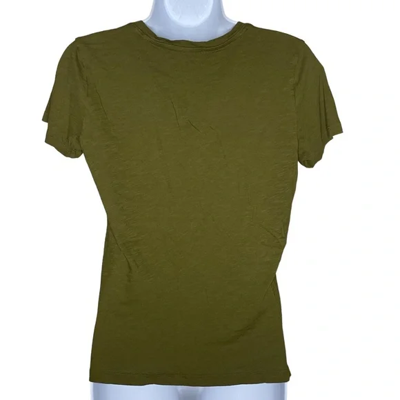 Madewell Solid Green V-Neck Short Sleeve Tee - Picture 2 of 8